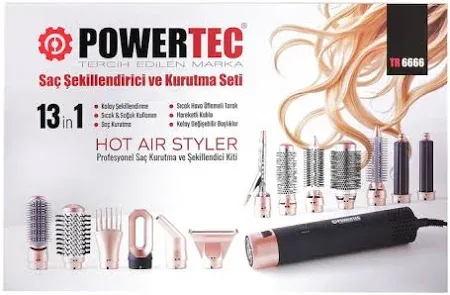 13 başlıklı TR-6666 Ionic Series Airwrap Multi-Styler