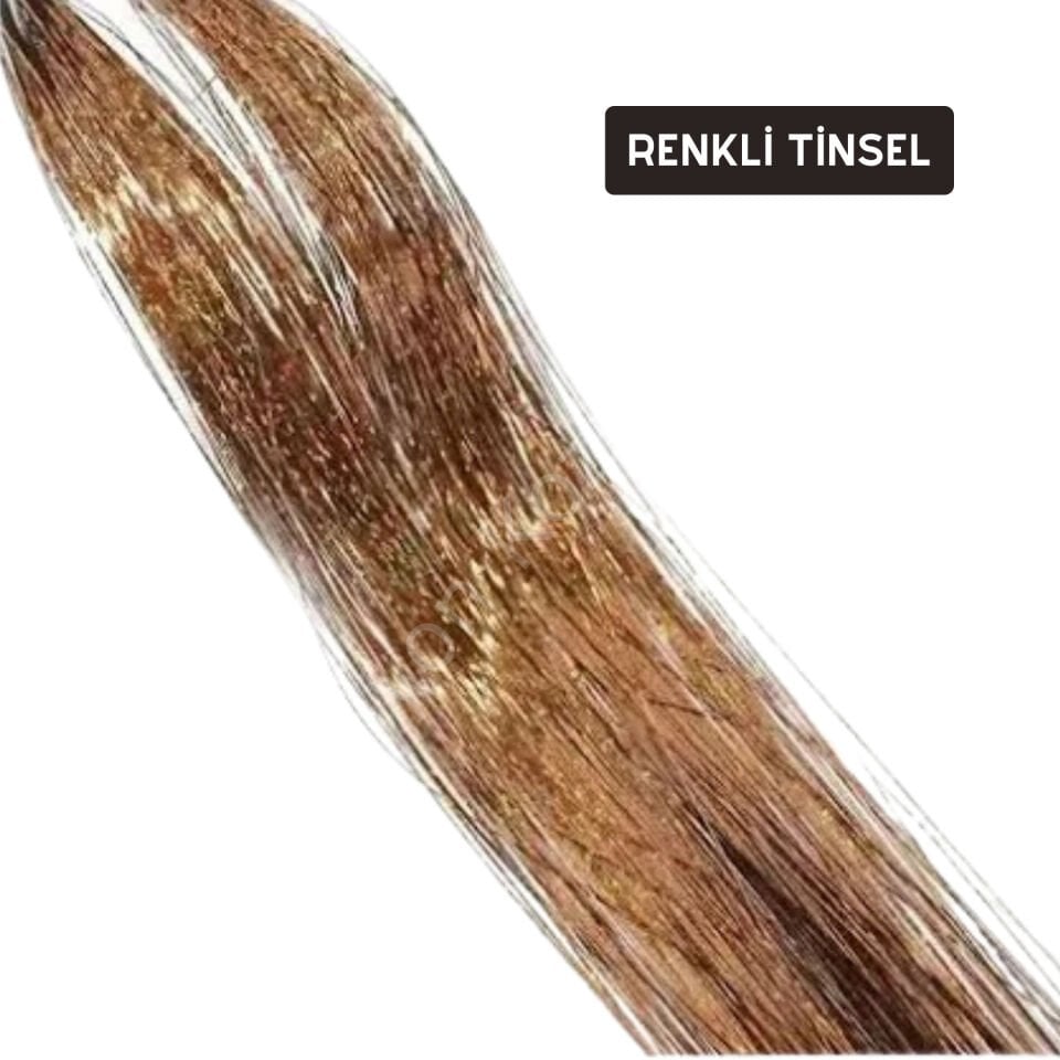 Renkli tinsel simli saç aksesuarı gelin teli