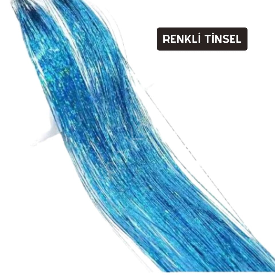Renkli tinsel simli saç aksesuarı gelin teli