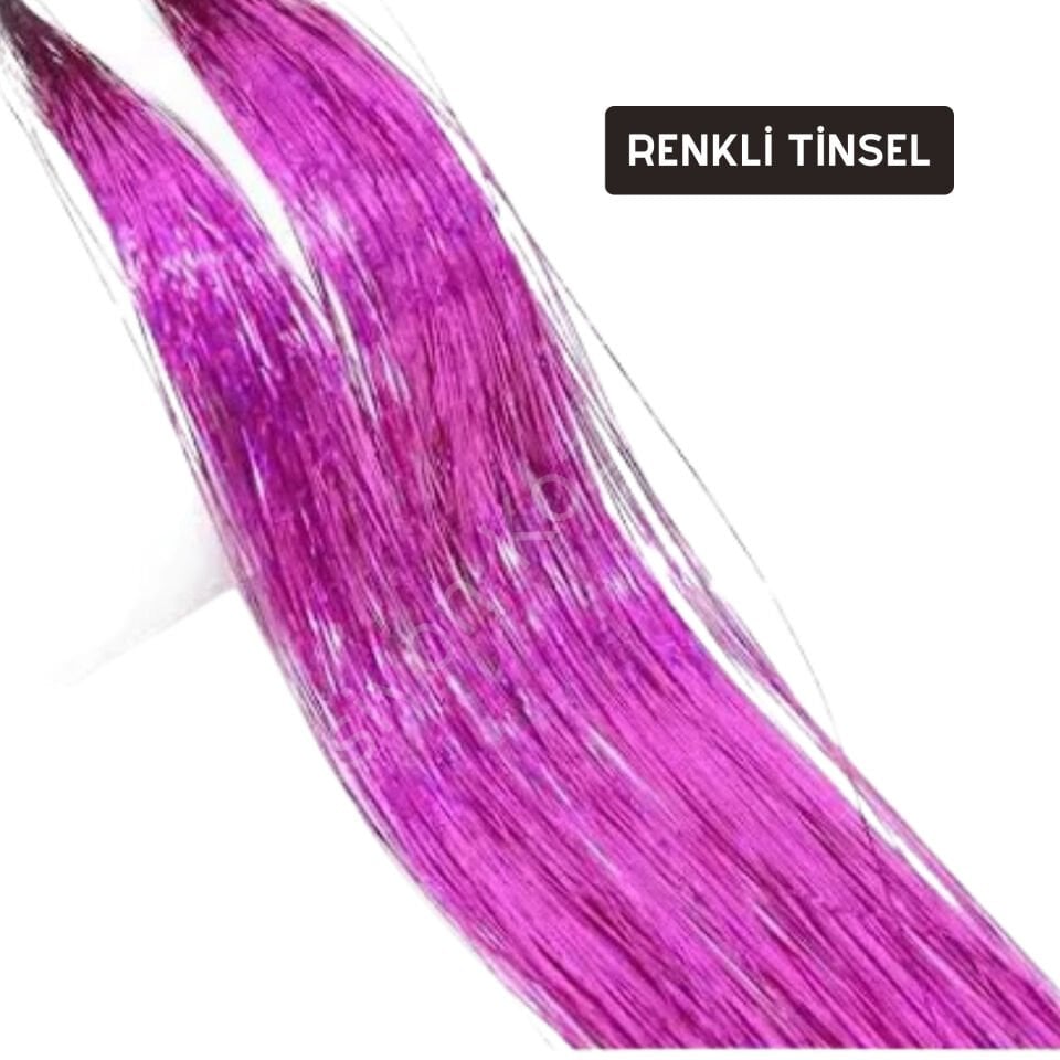 Renkli tinsel simli saç aksesuarı gelin teli